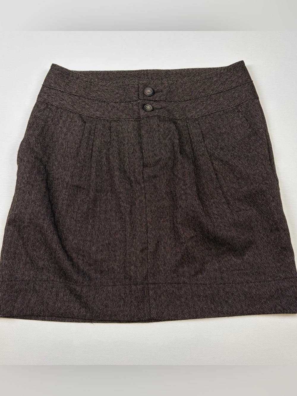GAP STRETCH BRIWN HERRINGBONE A-LINE SKIRT SIZE 0